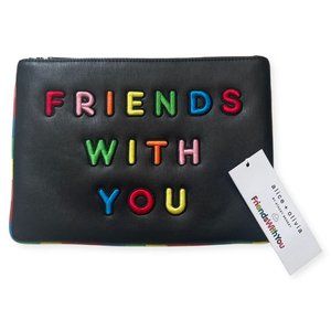Alice and Olivia X Friends with you  Black and Rainbow Vita Mini Clutch